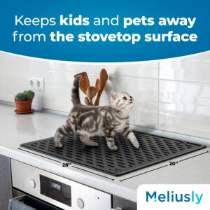 Meliusly® Silicone Stove Cover (20x28) Premium Silicone Stove Top Protector, Silicone Electric Stove Top Covers, Silicone Mat for Glass Stove Top, Silicon Stove Cover Cooktop Range Mat (Solid Black)