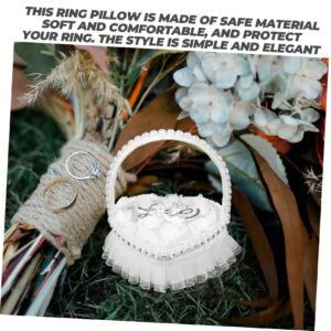 VICASKY Lace Ring Pillow Ring Bearer Cushion Wedding Ring Pillow Heart Shape Ring Pillow Ring Barrier Pillow for Wedding Heart Shaped Ring Pillow Ring Bracket Box Pearl Bride Satin