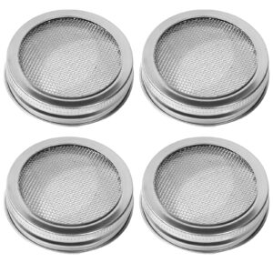 4 pack sprouting lids, mason jar sprouting lids 20 mesh 304 stainless steel regular mouth jar screen sprouting kit lids for growing bean, broccoli, alfalfa, salad sprouts and more