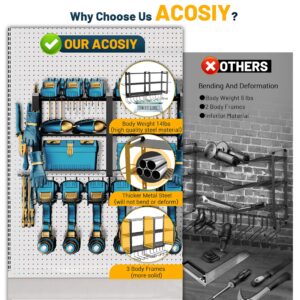 ACOSIY Power Tool Organizer Wall Mount with 6 Drill Holder Rack, 4 Layers Large Capacity Cordless Tool Storage Organizer, 180+lbs High Load Bearing Tool Box Shelf for Garage Organization