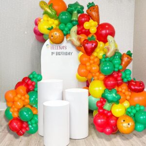 fruit vegetable party decorations 141pcs red green yellow orange balloon arch garland kit vegetable fruit balloons for hey bear themed party tutti frutti birthday baby shower