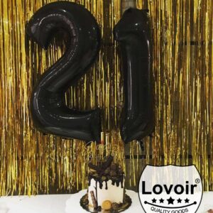 Lovoir 40 Inch Black 12 Number Balloon 21 Large Size Jumbo Digit Mylar Foil Helium Black Balloons for 12th 21st Birthday Party Celebration Decorations Graduations Anniversary Supplies