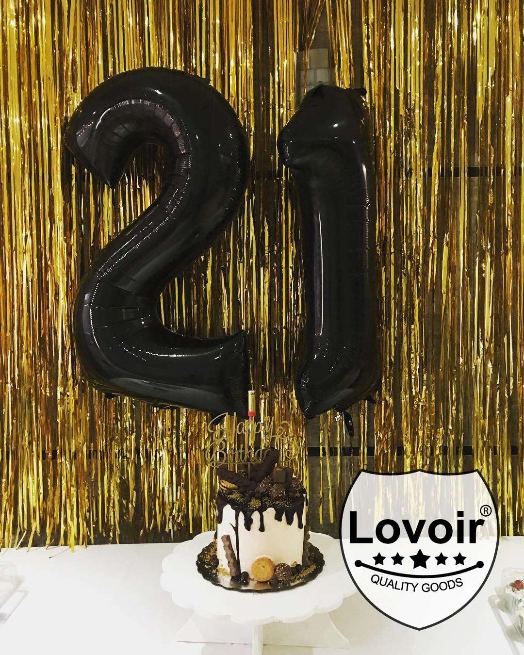 Lovoir 40 Inch Black 12 Number Balloon 21 Large Size Jumbo Digit Mylar Foil Helium Black Balloons for 12th 21st Birthday Party Celebration Decorations Graduations Anniversary Supplies