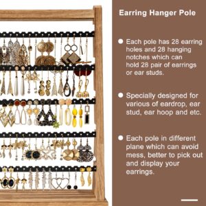 Poyilooo Earring Holder Organizer, Rustic Wood Earring Holder Stand, 5 Layer Jewelry Holder Organizer with 270 Earring Tree Holes Display Rack for Stud Earings & Hoop Earrings, Gifts for Women