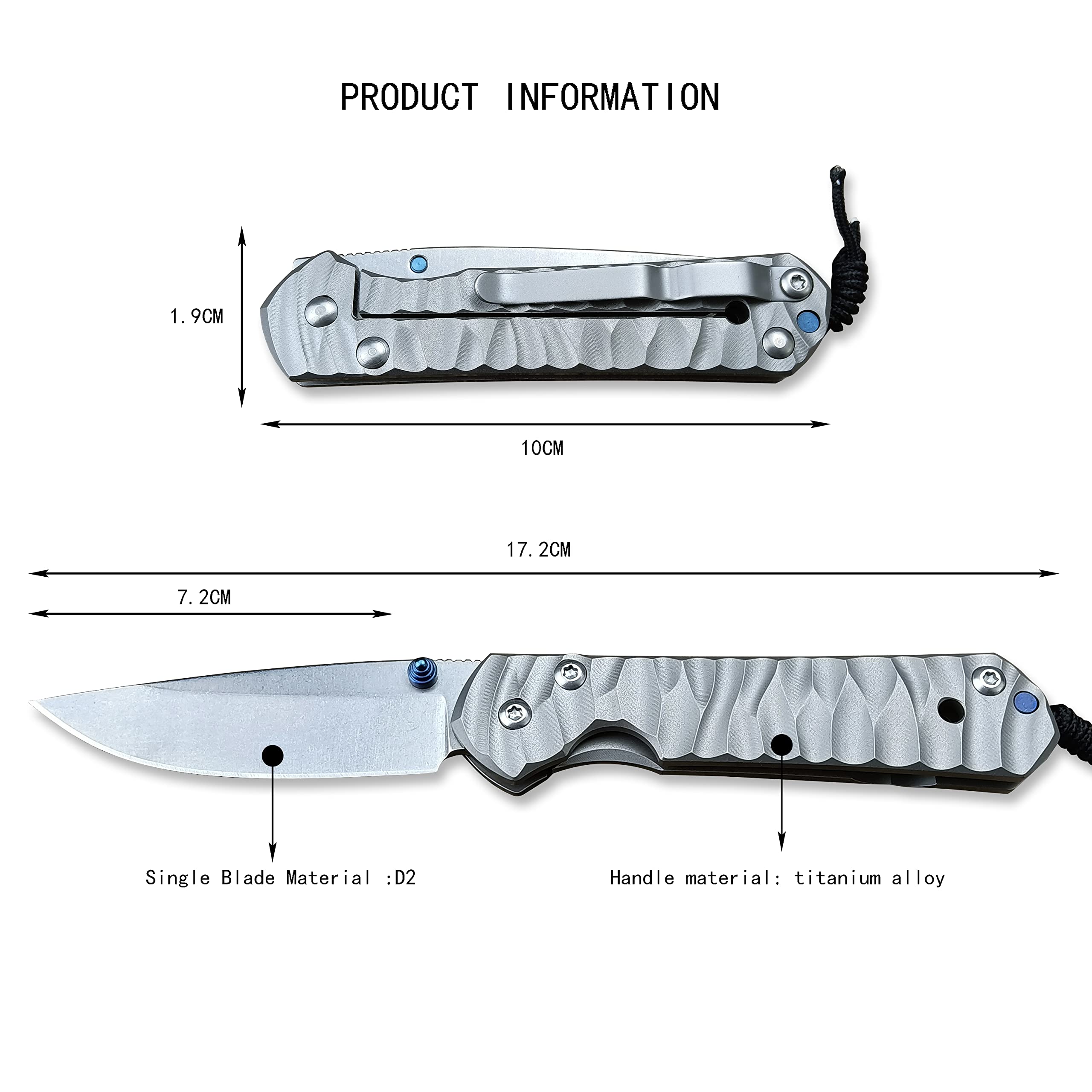 Small Sebenza 21 ECD Folding Pocket Knife D2 Stonewashed Drop Point Blade TC4 Titanium Wave Handles Everyday Carry Knife for Men Women Lightweight for Indoor Outdoor Gift