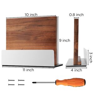 HBlife Double Sided Magnetic Knife Block Kitchen Knife Holder Rack with Strong Magnets Acacia Wood Knife with Cutting Board Storage Stand