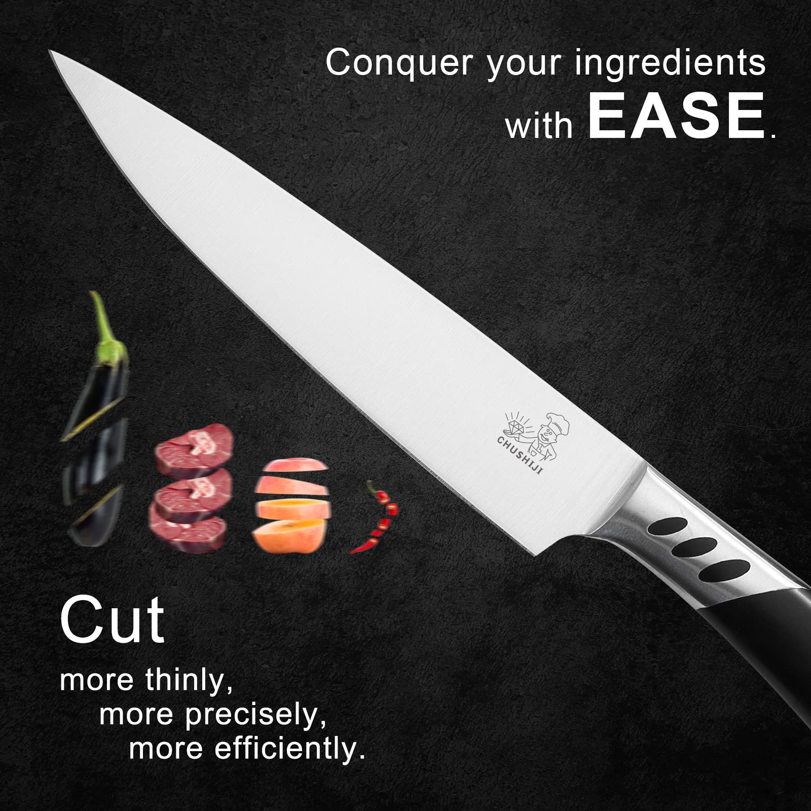 CHUSHIJI Chef Knife Ultra Sharp High Carbon Stainless Steel Chef knife set 3 piece knife set 8 inch Chefs knife, 5 inch Paring Knife kitchen knife set kitchen knife