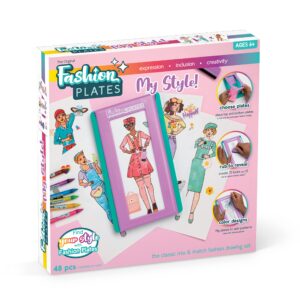 fashion plates my style – girls fashion, mix-and-match drawing kit, arts and crafts, coloring, art supplies, craft supplies, stencils, crayons included, create your own fashion designs, ages 6+