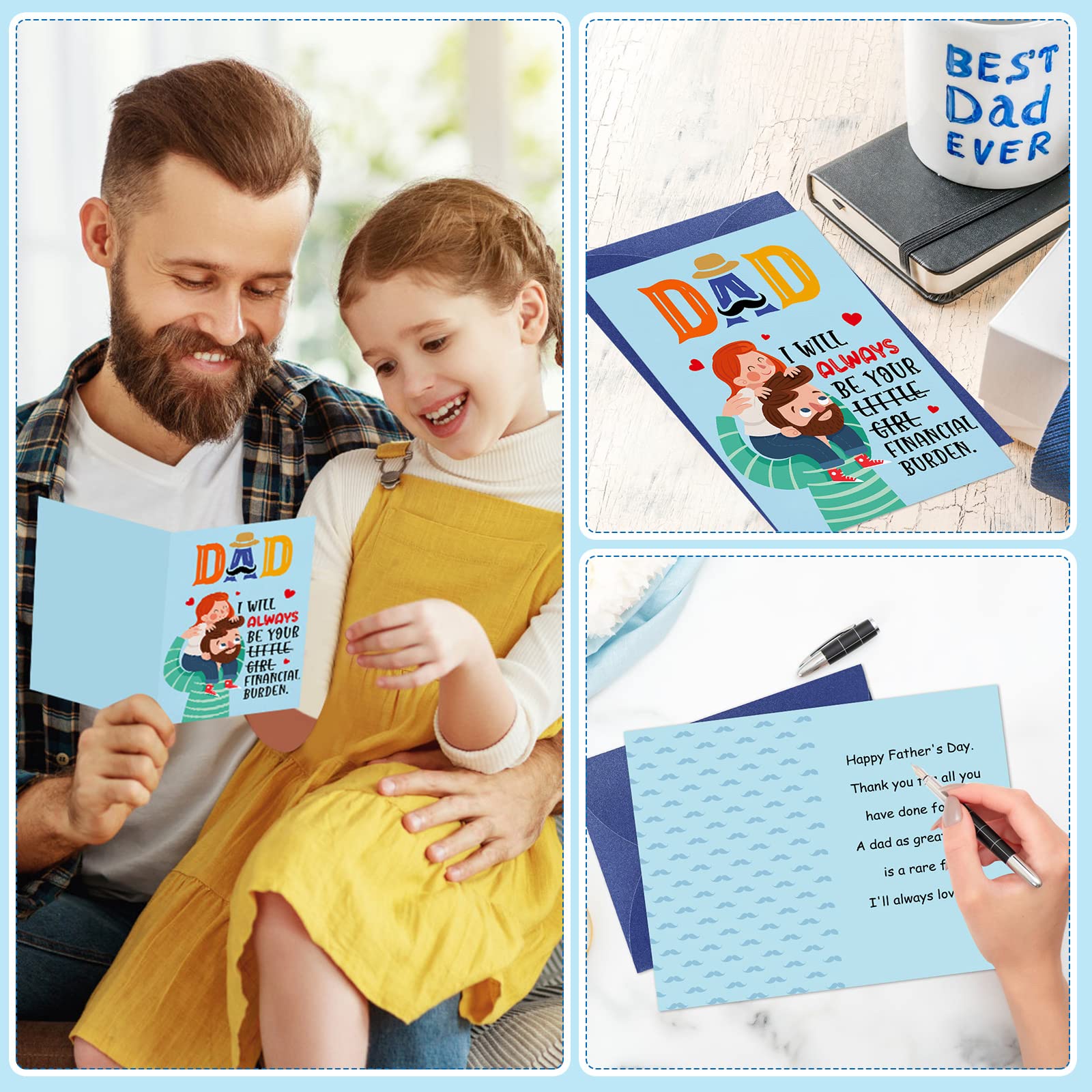 D24TIME Funny Fathers Day Card for Dad from Daughter-I Will Alwanys Be Your Financial Burden Happy Fathers Day Gift Card Humorous Fathers Day Greeting Cards with Envelope Dad Birthday Card from