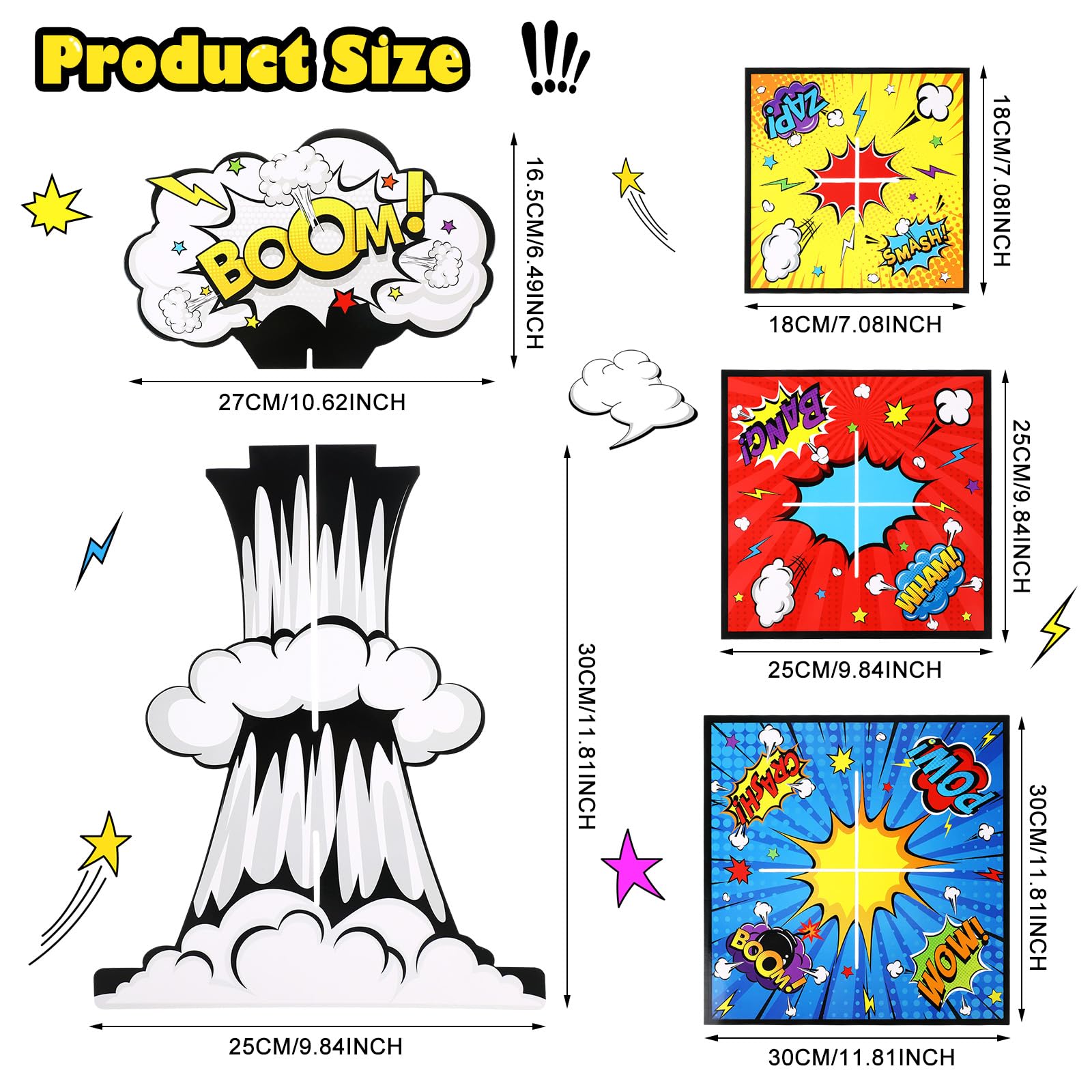 Zopeal 3 Tiers Hero Cupcake Stand Hero Theme Party Supplies Action Hero Cupcake Holder Hero Themed Treat Stand Cupcake Tower for Boys Girls Comic Book Birthday Decorations