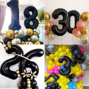 Lovoir 40 Inch Black 12 Number Balloon 21 Large Size Jumbo Digit Mylar Foil Helium Black Balloons for 12th 21st Birthday Party Celebration Decorations Graduations Anniversary Supplies