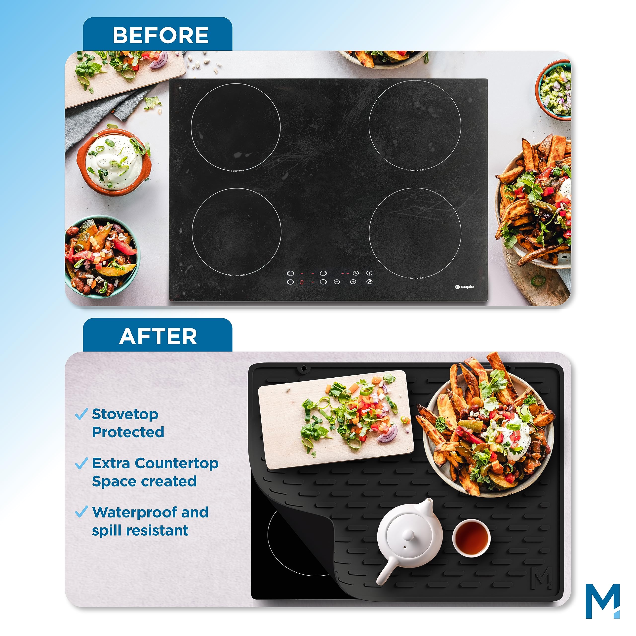 Meliusly® Silicone Stove Cover (20x28) Premium Silicone Stove Top Protector, Silicone Electric Stove Top Covers, Silicone Mat for Glass Stove Top, Silicon Stove Cover Cooktop Range Mat (Solid Black)