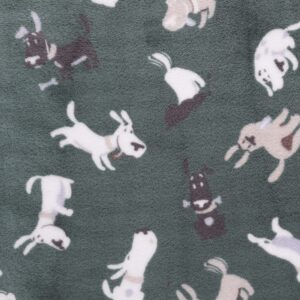 Mook Fabrics Fleece Flannel 2 Sided KC 4013 Dogs, Green/Grey Cut by The Yard