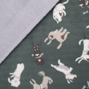 mook fabrics fleece flannel 2 sided kc 4013 dogs, green/grey cut by the yard