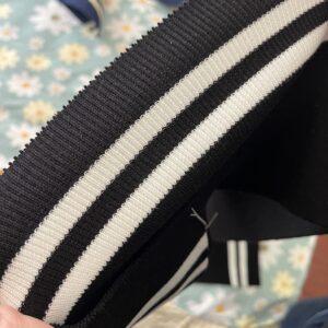 TinaKim Ribbing Knit Fabric, for Waistbands Collar Cuffs Sewing Material (White and Black, 40x8in)