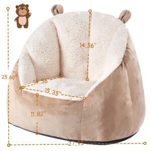 MOMCAYWEX Cute Soft Bean Bag Chair for Kids with Fluffy Bear Ears, Cozee Fluffy Lazy Chair for Up to 10 Years Old Girls and Boys