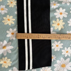 TinaKim Ribbing Knit Fabric, for Waistbands Collar Cuffs Sewing Material (White and Black, 40x8in)