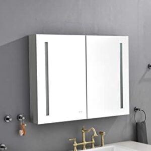 HomSof 40x 30 Inch LED Large Rectangular Black Aluminum Alloy Surface Mount Medicine Cabinet with Mirror