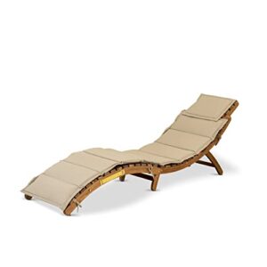 East West Furniture BHNU1NA Helena Patio Chaise Lounge-Outdoor Acacia Wood Sunlounger Chair for Poolside, Deck, Lawn, 72x22x25 Inch, Natural Oil