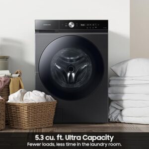 Samsung WF53BB8700AVUS Bespoke 5.3 cu. ft. Ultra Capacity Front Load Super Speed Wash and AI Smart Dial Washer, Brushed Black