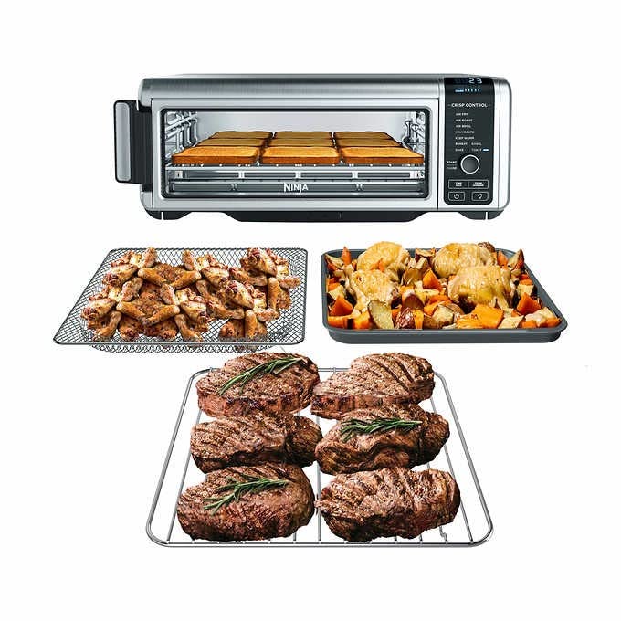 Ninja FT205CO Digital Air Fry Pro Countertop 10-in-1 Oven w/Extended Height, XL Capacity, Flip Up & Away Storage, with Air Fry Basket, Sheet Pan, Broil Rack, Wire Rack & Crumb Tray, Silver (Renewed)