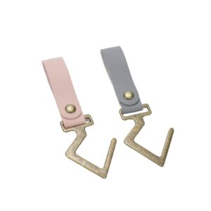 Faotup Multifunctional Leather Metal S-Shaped Hooks Coat Hooks Storage Hooks Grey and Pink(Pack of 4)