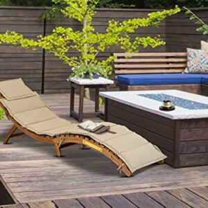 East West Furniture BHNU1NA Helena Patio Chaise Lounge-Outdoor Acacia Wood Sunlounger Chair for Poolside, Deck, Lawn, 72x22x25 Inch, Natural Oil