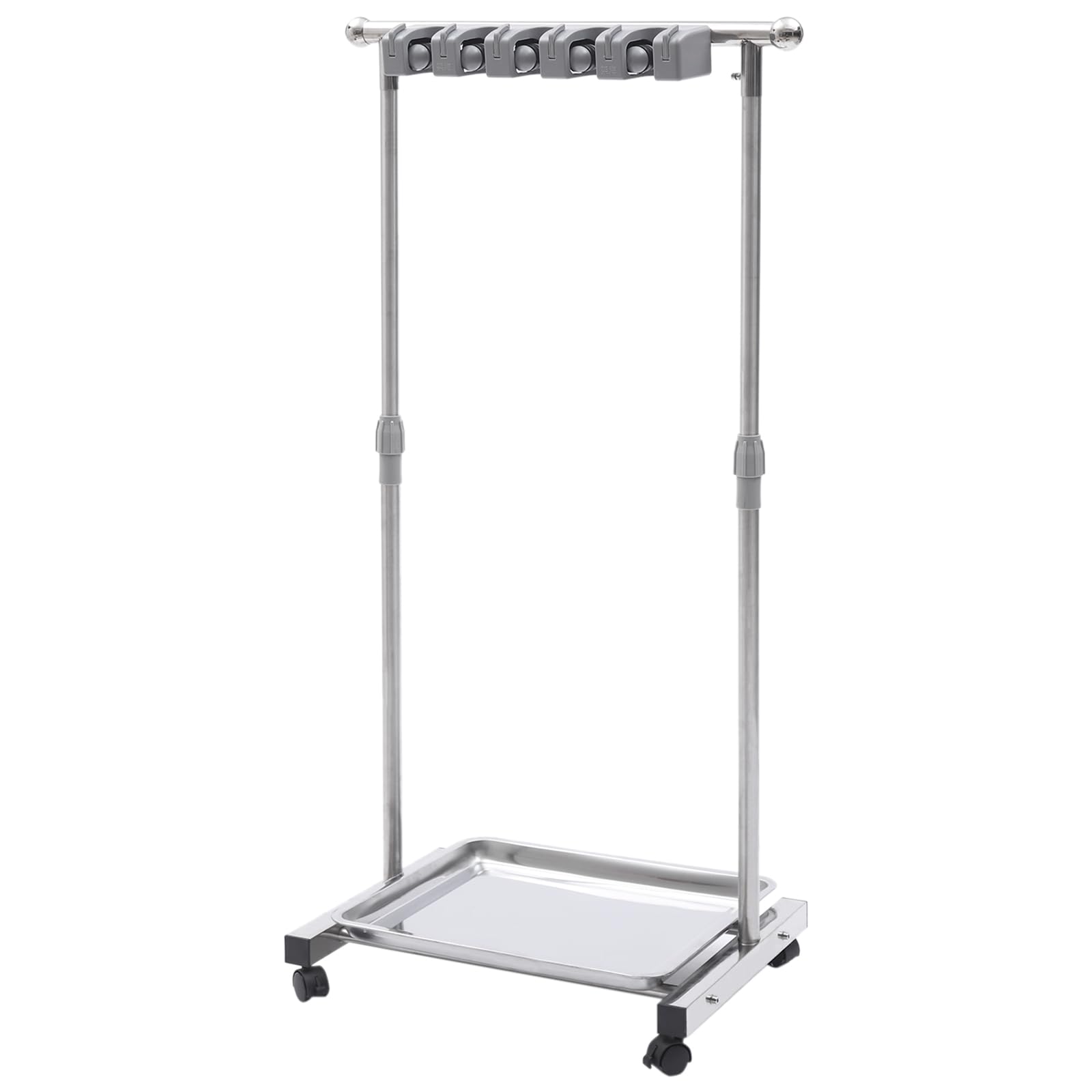 Wet Mops Rack Movable Broom Holder, Movable Closet Storage Cabinet Mop Rack with 5 Slots 6-Hook, Floor Standing Cleaning Tool Rack for Garden Garage Schools Hotels Hospitals Property Companies