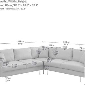 KEVINSPACE 89.8''x 89.8'' Sectional Sofa Living Room Modern Corner Sectional Couch Upholstered Sofa Furniture, L Shape Technical Leather Couch with 3 Pillows, Gold Legs Beige