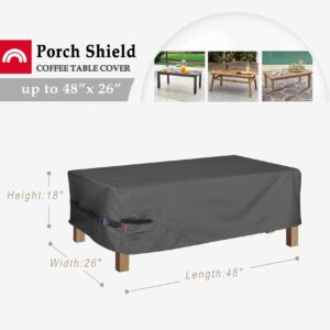 Porch Shield Patio Coffee Table Cover - Waterproof Outdoor Furniture Rectangular Small Table Covers 48 x 26 inch, Black