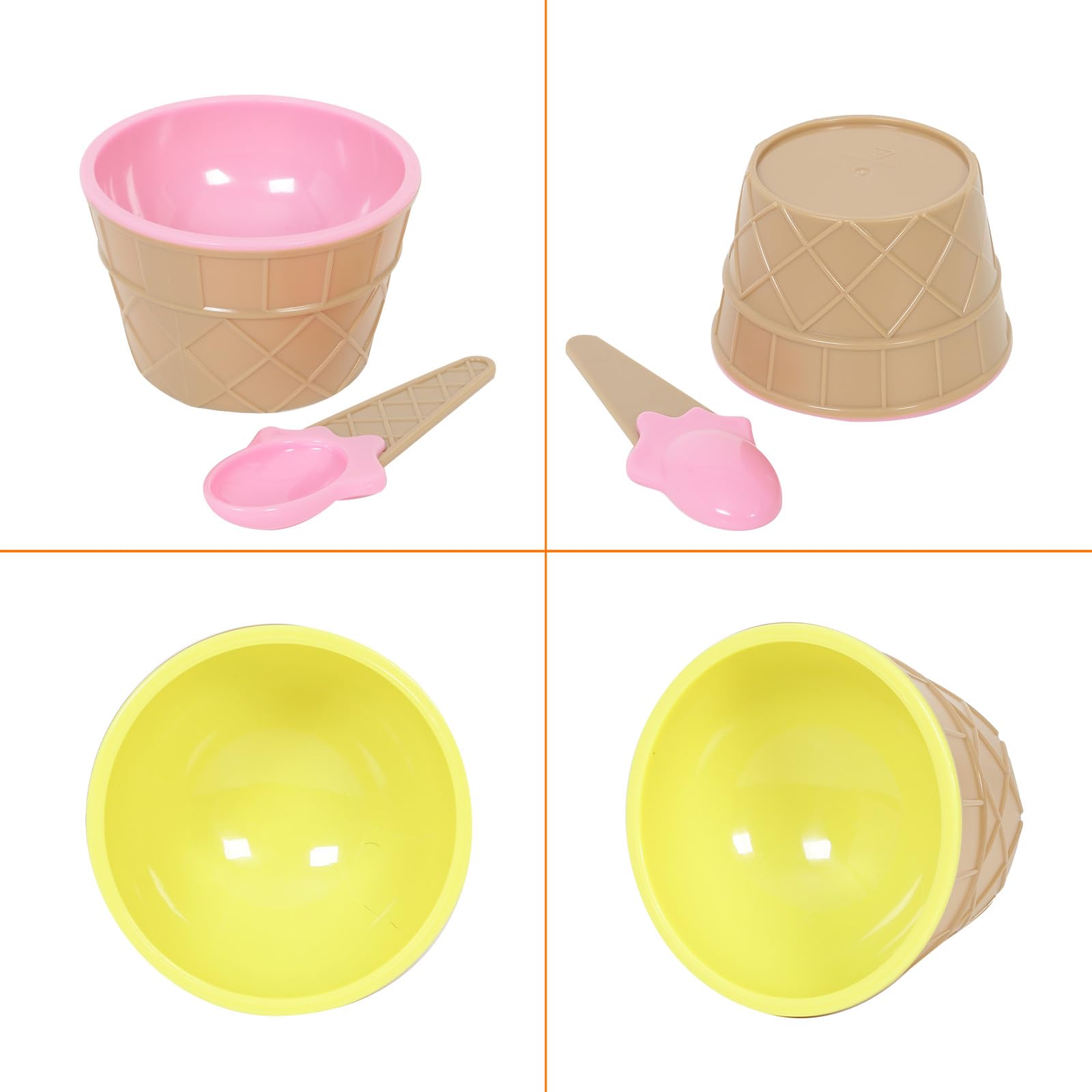 Hbaushun 26 Pack Plastic Ice Cream Bowls with Spoons,Reusable Plastic ice Cream Cups,Cartoon Candy Colorice Cream Bowls Set for Sundae Frozen Yogurt Summer Holiday Parties