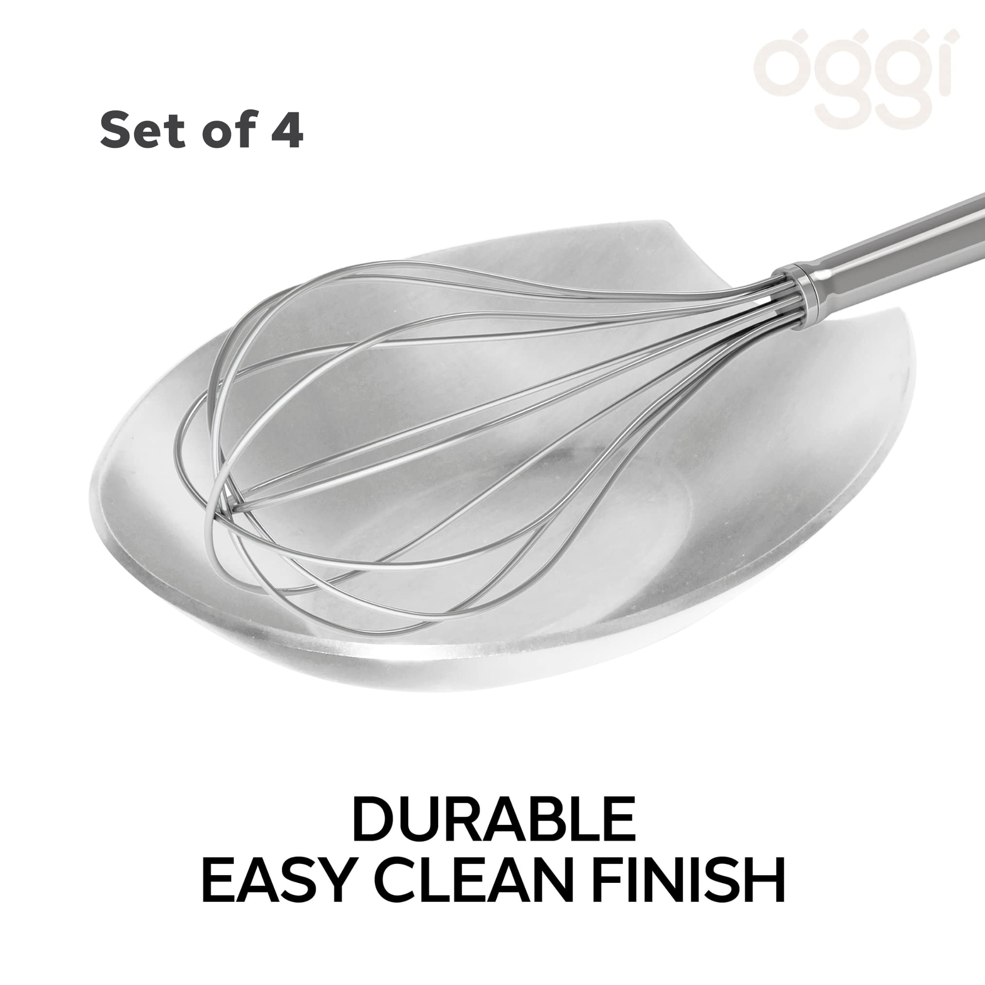 OGGI Spooner Stainless Steel Spoon Rest - Set of 4 - Holds Kitchen Utensils for Mess Free Cooking, Great Spoon Rest for Kitchen Counter, Stove Top, or Coffee Station; Kitchen Accessories, Utensil Rest