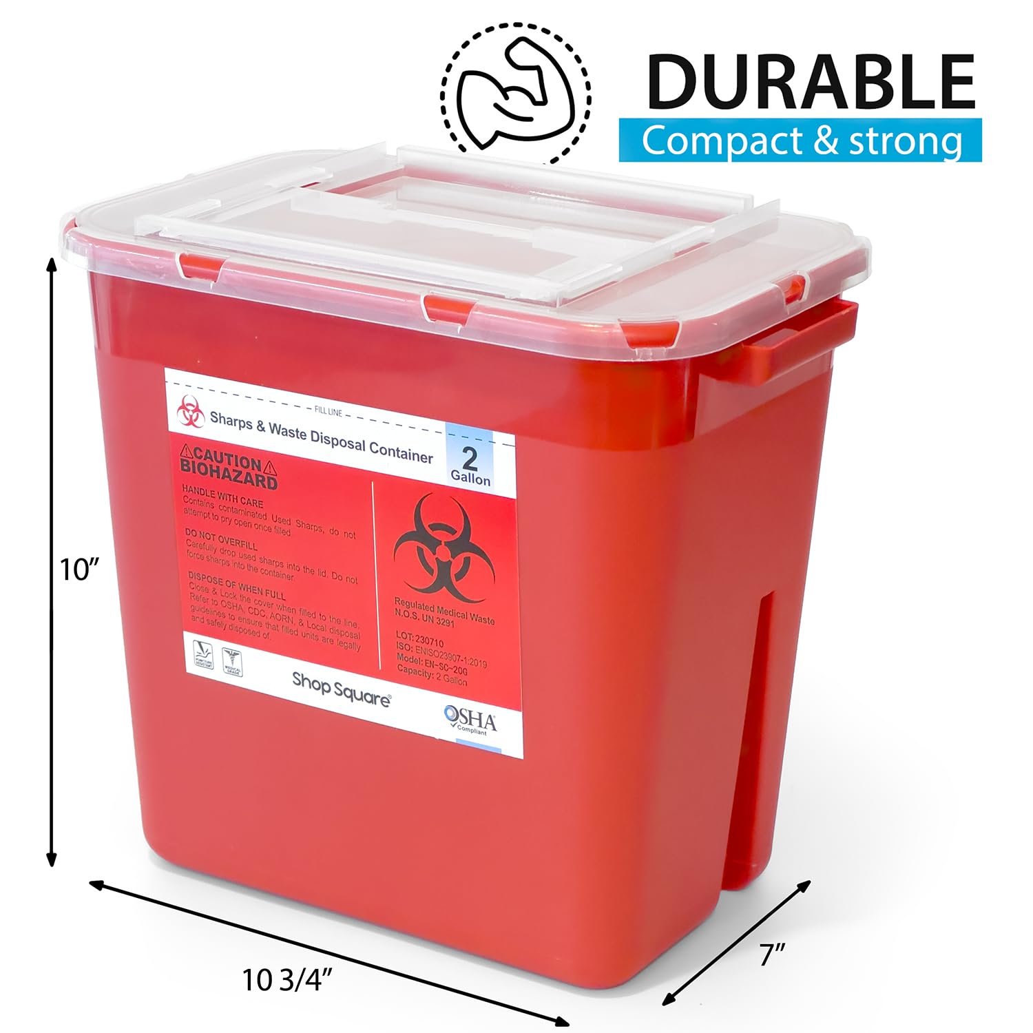 Sharps Container 2 Gallon (3-Pack) - Sharps Containers for Home Use, Needle Disposal Containers, Sharps Bin, Professional Grade Biohazard Containers, Sharps Box for Needles