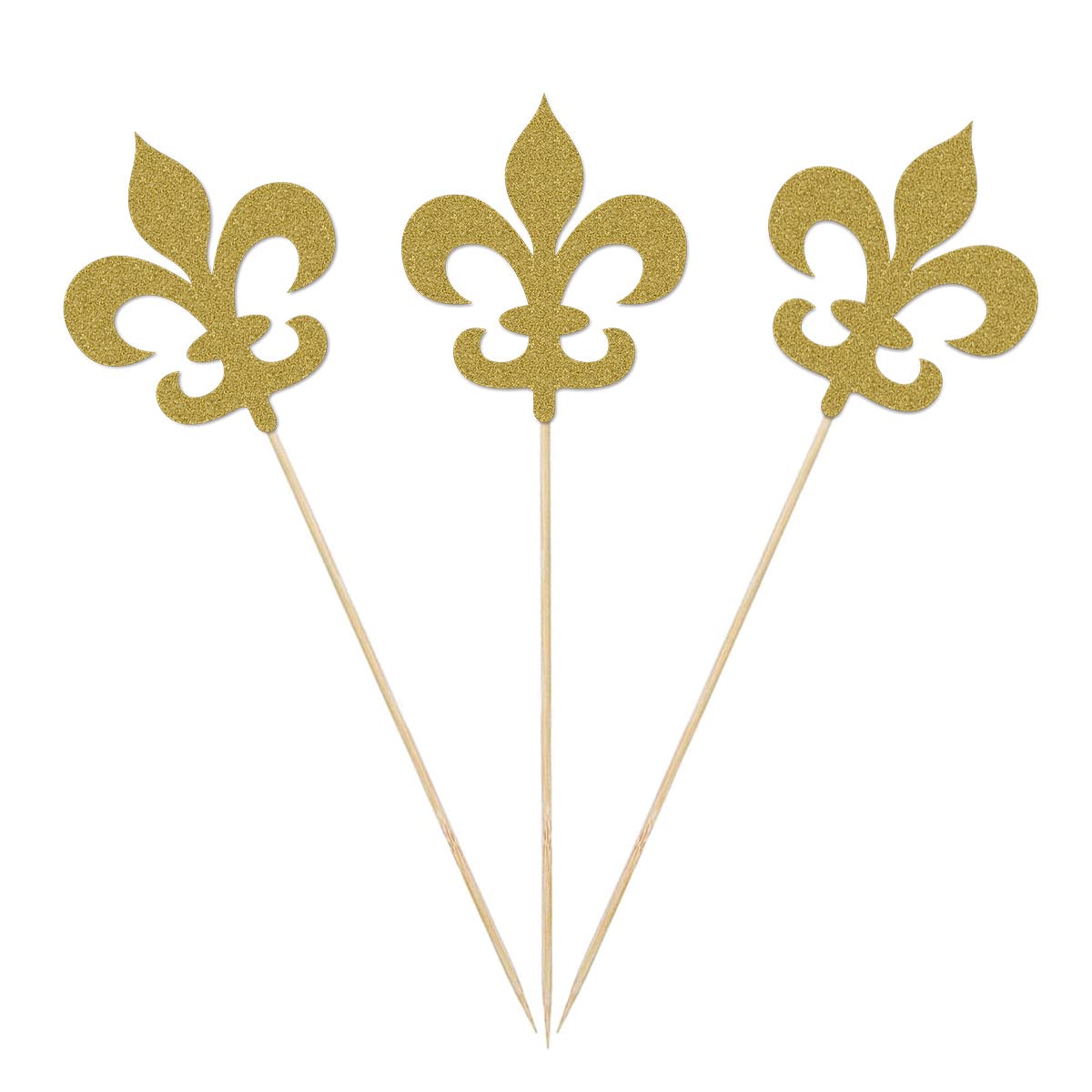 Gold Mardi Gras Centerpiece Sticks, 12-Pack Table Topper Double-Sided Birthday Party Decorations