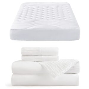 bedsure white twin xl mattress pad bundle twin xl sheets for college dorm