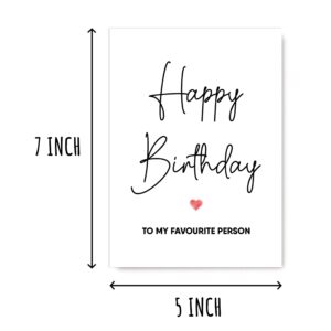 OystersPearl Happy Birthday To My Favourite Person - Birthday Card - Romantic Birthday Card - Valentine Card - Birthday Card - I Love You Card