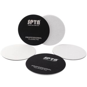 glass polishing pad, spta 5 pcs 5''(125mm)car glass polishing discs microfiber polishing buffing pad, glass scratch removal kit for correct damaged window cleaning glass, removing stubborn waterspots