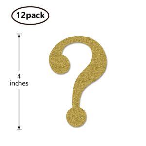 Gold Question Mark Cut-outs, 12-Pack Table Topper Gender Reveal Baby Shower Party Decorations