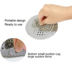 Altsuceser Hair Catcher Durable Silicone Hair Stopper Shower Drain Covers Easy to Install and Clean Suit for Bathroom Bathtub and Kitchen, Floor Sink Strainer Grey