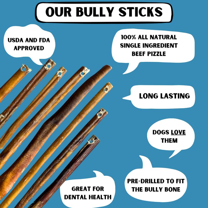 Mighty Chewz 7" Standard Bully Sticks 5 Pack Refill - No Choking/All Natural Pizzle Sticks