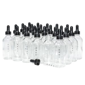 (pack of 24) 4 oz. clear boston round with nitrile rubber black graduated glass dropper