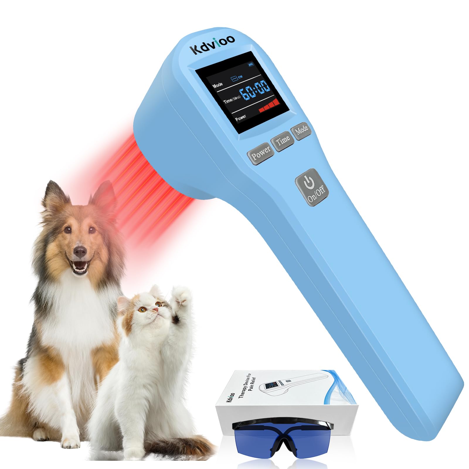 Kdvioo Cold Laser Therapy Device, Portable Red Light Therapy with 4pcs 808nm and 16pcs 650nm, Near Infrared Laser Therapy Relieve Pain and Accelerates Wound Healing for Pets Dogs Horse Cats (Blue)