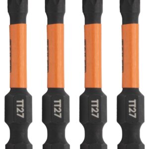 TORX T27 Tamer Proof Bits - Railer T27 TORX Security 2 Inch Bits. 1/4 Inch Hex Shank S2 Steel Tamper Resistant Star Bits (4 Pack)