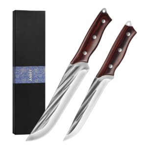 anbff chef knife and boning knife set, sharp high carbon stainless steel kitchen knives with ergonomic handle - professional quality, sturdy and versatile - for slicing, carving, and deboning