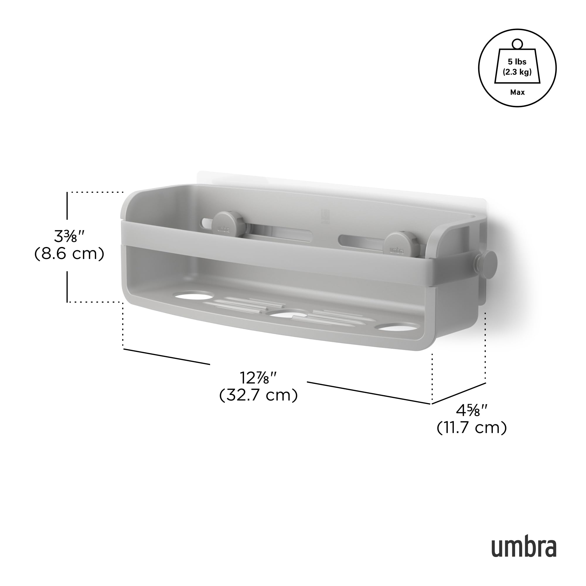 Umbra Flex Adhesive Shower Shelf for Bathroom, Grey