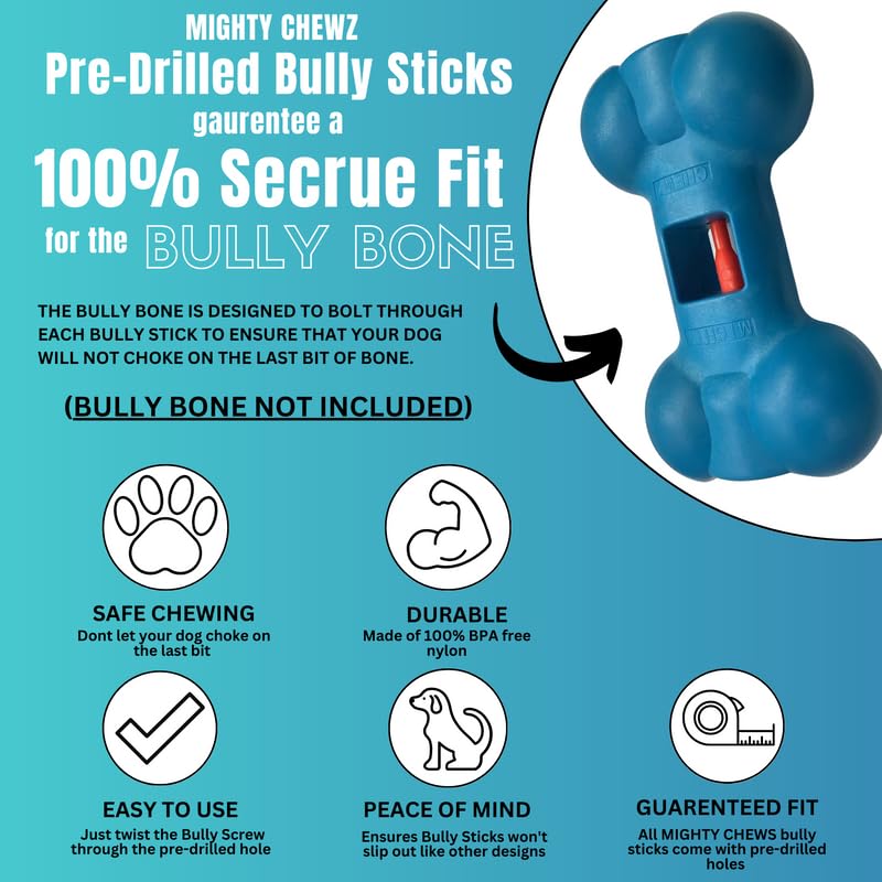 Mighty Chewz 7" Standard Bully Sticks 5 Pack Refill - No Choking/All Natural Pizzle Sticks