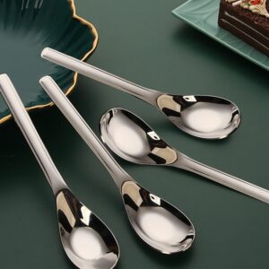 OULIGET Thick Heavy weight Dinner Soup Spoons,Stainless Steel Tablespoons,Chinese Silver Spoon,Heavy Duty Asian Thick Long Handle Spoons,7.1 inches,Set of 4