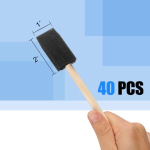 40 Pcs Foam Brush,1” Foam Paint Brushes, Wood Handle Sponge Paint Brush, Foam Brushes for Painting for Staining, Varnishes, and DIY Craft Projects