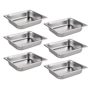 kevirice 6 pack 1/2 size chafing pan, 2.6 inch deep half hotel pans made of stainless steel for restaurant cafeteria hotel freezer bin, size 12.8in*10.4in*2.6in hotel dinner plates