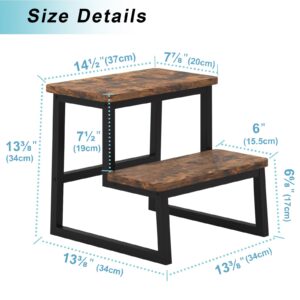 iTsst Step Stool for Adults,Holds up to 500Lb,Heavy Duty Sturdy Two Step Stool for Kichen/Bathroom/High beds, Wooden&Metal Frame, Non-Slip Pads